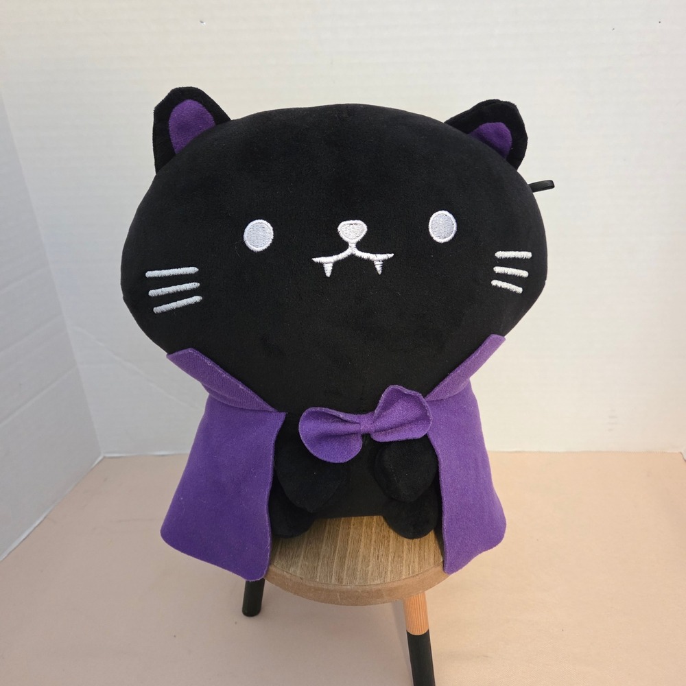 Mimicoco Vampire Black Cat Weighted Plush Halloween Stuffed Animal Purple Cape